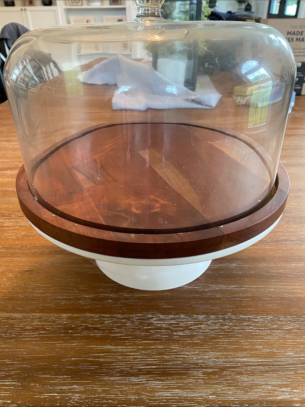 Hearth & Hand with Magnolia Glass Dome Cake Stand with Wooden Base